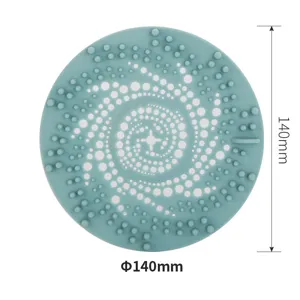 Silikon Haarfänger Abflussabdeckung Detailansicht, Spiralpunktmuster, 140mm Durchmesser.