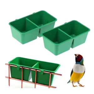 Plastic double cup bird feeder hanging food container for wire cages pet bird supplies
