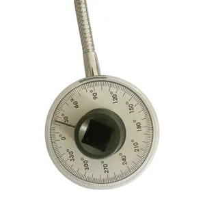 Detail view of the 360 degree rotation magnetic torque angle gauge for precise automotive repair.