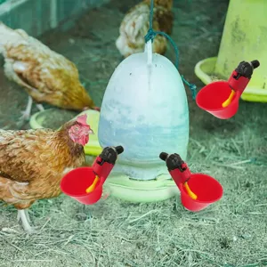 Bicchieri abbeveratoi automatici rossi per polli ciotole per acqua per allevamento.