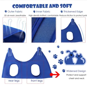 Pet grooming hammock for dogs and cats, breathable mesh design for safe nail clipping.