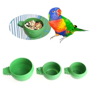 Plastic bird food bowl set with feeder cup design for wire cages, small pets pet supplies.