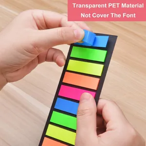 Transparente PET Haftnotizen in bunten Neonfarben, wasserfeste Index-Markierungsstreifen.