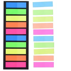 Detailansicht bunter PET Haftnotizen, fluoreszierende Index-Marker für Büro und Schule.