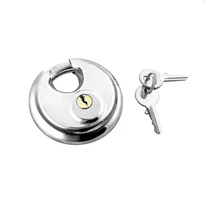 Stainless Steel Disc Padlock Heavy Duty Round Keyed Padlock With All Copper Core For Warehouse Gate Chain Door Security