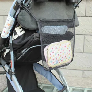 Stroller mesh storage bag black hanging baby pushchair organizer lightweight breathable net bag