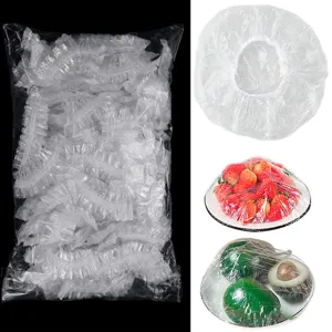 Couvercles de Conservation en PE Jetables Couvercles de Bol en Plastique Sacs de Film Fraîcheur Élastiques pour Restes de Cuisine
