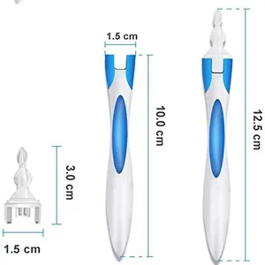 Spiraal orenreiniger met roterende kop en ergonomische handgreep voor veilige oorverzorging.