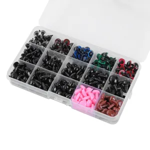 15-compartment boxed DIY plush toy plastic safety eyes and colorful noses craft accessories set