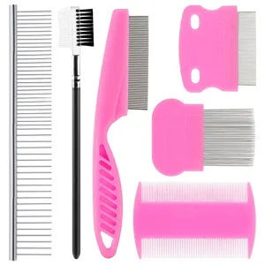 Stainless Steel Fine-Toothed Combs Cat Dog Grooming Tools Professional Pet Flea Removal Supplies Cleaning Accessories
