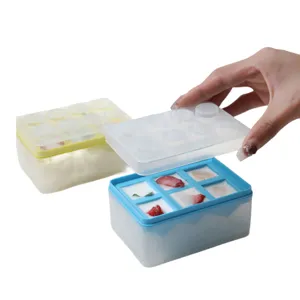 Bac à glaçons en silicone forme brique avec couvercle, moule carré facile à démouler.