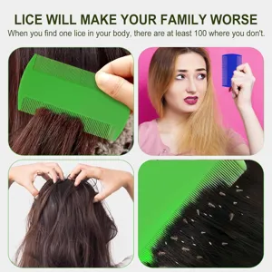 Peigne anti-puces en plastique double face outil d'elimination des poux pour animaux