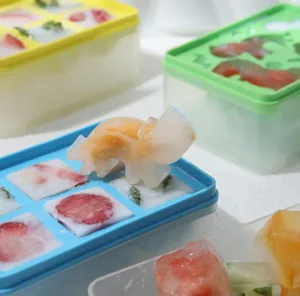 Bac à glaçons en silicone avec couvercle moule à glaçons carré DIY créatif pour cuisine