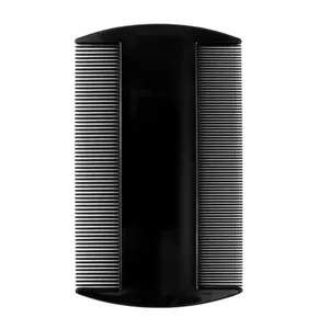 Peigne anti-puces double face en plastique noir pour animaux, chats, chiens, soin quotidien.