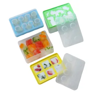 Bac à Glaçons Créatif Bloc de Construction Animal Gemme avec Couvercle Moule à Glaçons en Silicone Carré Ménager Outil de Cuisine