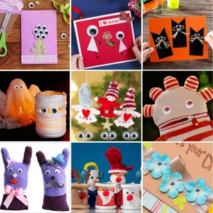 Occhi googly adesivi per fai da te bambini, artigianato creativo e decorazione di giocattoli.