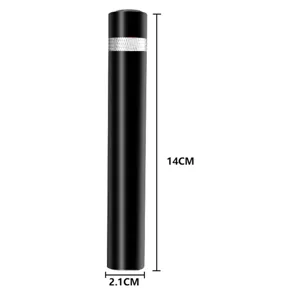 Detail view of the lipstick style air pressure wine opener showing dimensions 14cm by 2.1cm.