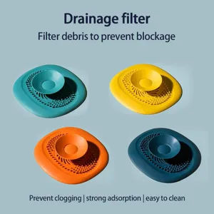 Filtre d'evacuation en silicone attrape-cheveux pour evier de cuisine baignoire lot de 4