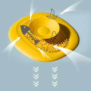 Filtre bouchon d'evier en silicone jaune pour cuisine et salle de bain. Outil de vidange utile.