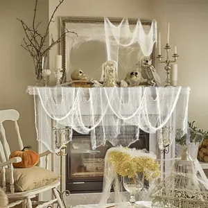 White Halloween creepy cloth fabric, spooky gauze for haunted house party decoration.
