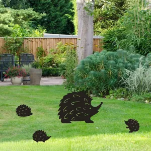 Acrylic hedgehog garden stake silhouette lawn decor outdoor detail view for backyard landscaping.