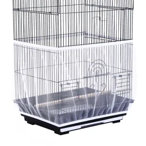 Bird cage seed catcher mesh skirt white elastic birdcage cover for parrots feathers anti splash