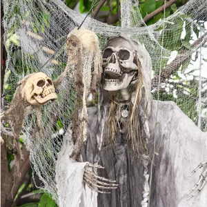 Halloween creepy tattered gauze cloth hanging scary decoration for haunted house party props.