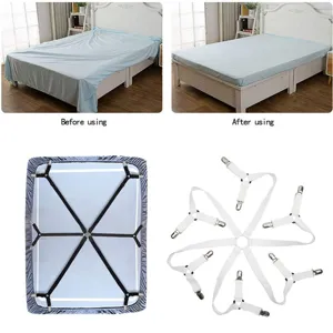 Adjustable Bed Sheet Fastener Non Slip Bed Cover Holder Nylon Elastic Straps Mattress Gripper For Home