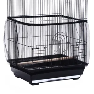 Copertura per gabbia per uccelli in rete nera, gonna raccogli semi elastica per pappagalli.
