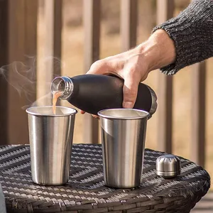 Stainless steel insulated water bottle and tumbler set for outdoor camping and daily drinks