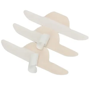 Close-up detail of disposable hat sweat pads with peel-off backing for apparel hygiene.