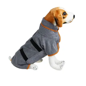 Grauer Haustier Bademantel Hunde Handtuch saugfähig weicher Fleece Hundebadejacke für Haustiere
