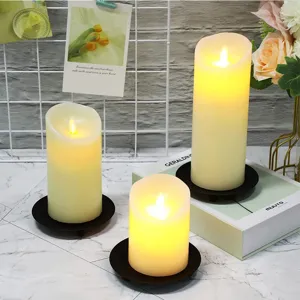 Candelabro de hierro negro americano con velas aromáticas de pilar para decoración del hogar.