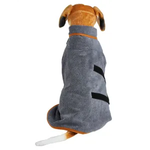 Hundebademantel saugfähig Haustier Badetuch Trockenmantel für Hunde grau weich Haustierbekleidung