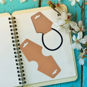 Kraft paper jewelry display cards and hair tie packaging cards, blank foldable design,