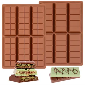 Silicone chocolate mold set for making Dubai pistachio chocolate bars, rectangular DIY baking tools.