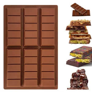 Silicone chocolate bar mold for DIY Dubai pistachio chocolate making, durable flexible baking tool.
