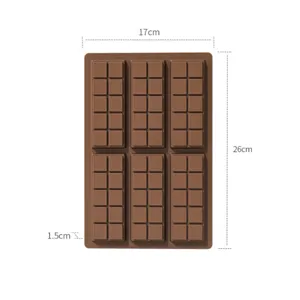 Silicone chocolate mold rectangular baking tool pastry candy bar making mold brown 26x17cm