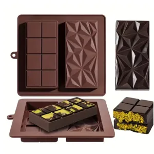 Silicone Chocolate Mold Rectangle Chocolate Bar Mold Pistachio Filling Bar Mold DIY Baking Bakeware Kitchen Tool