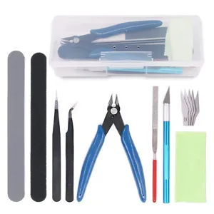 Professional Model Tool Kit Hobby Building Repair Tool Set With Pliers Craft Knife Files Tweezers And Storage Box