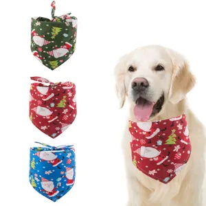 Christmas Pet Bandana Pure Cotton Printed Dog Cat Scarf Holiday Triangle Bibs Puppy Kitten Apparel Pet Accessories