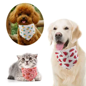Leuke cartoon fruit print huisdier bandana voor honden en katten, zachte puppy sjaal slabbers.