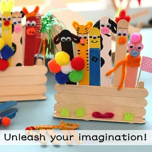 Wooden craft sticks DIY handmade popsicle sticks material creative kids toy 50pcs