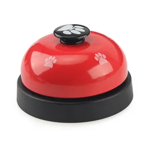 Clochette d'entrainement pour animal en metal rouge noir motif patte jouet interactif