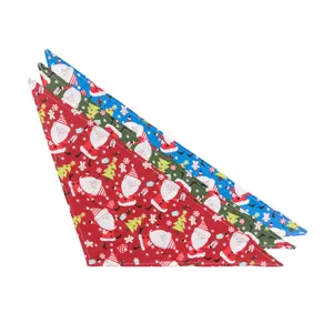 Christmas pet bandana triangle scarf cotton printed cat dog bib holiday scarf details view