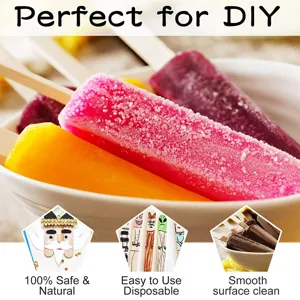 Wooden popsicle sticks for DIY crafts handmade ice cream wooden sticks natural and smooth safe.