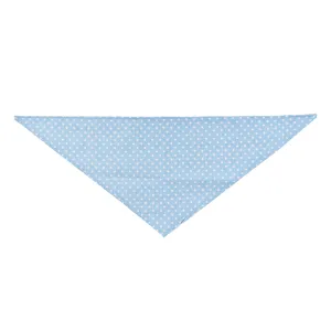 Blauwe katoenen huisdier bandana met stippen, stijlvolle driehoekige sjaal slab.