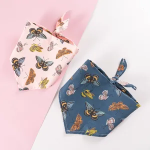 Lindo bandana para mascotas con estampado de mariposa, babero triangular suave perros gatos.