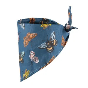 Bandana para mascotas con estampado de mariposas para perros y gatos, babero triangular.