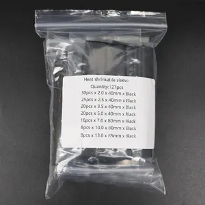 Kit guaine termoretraibili 127 pz nero isolamento elettrico cavi manicotto assortito